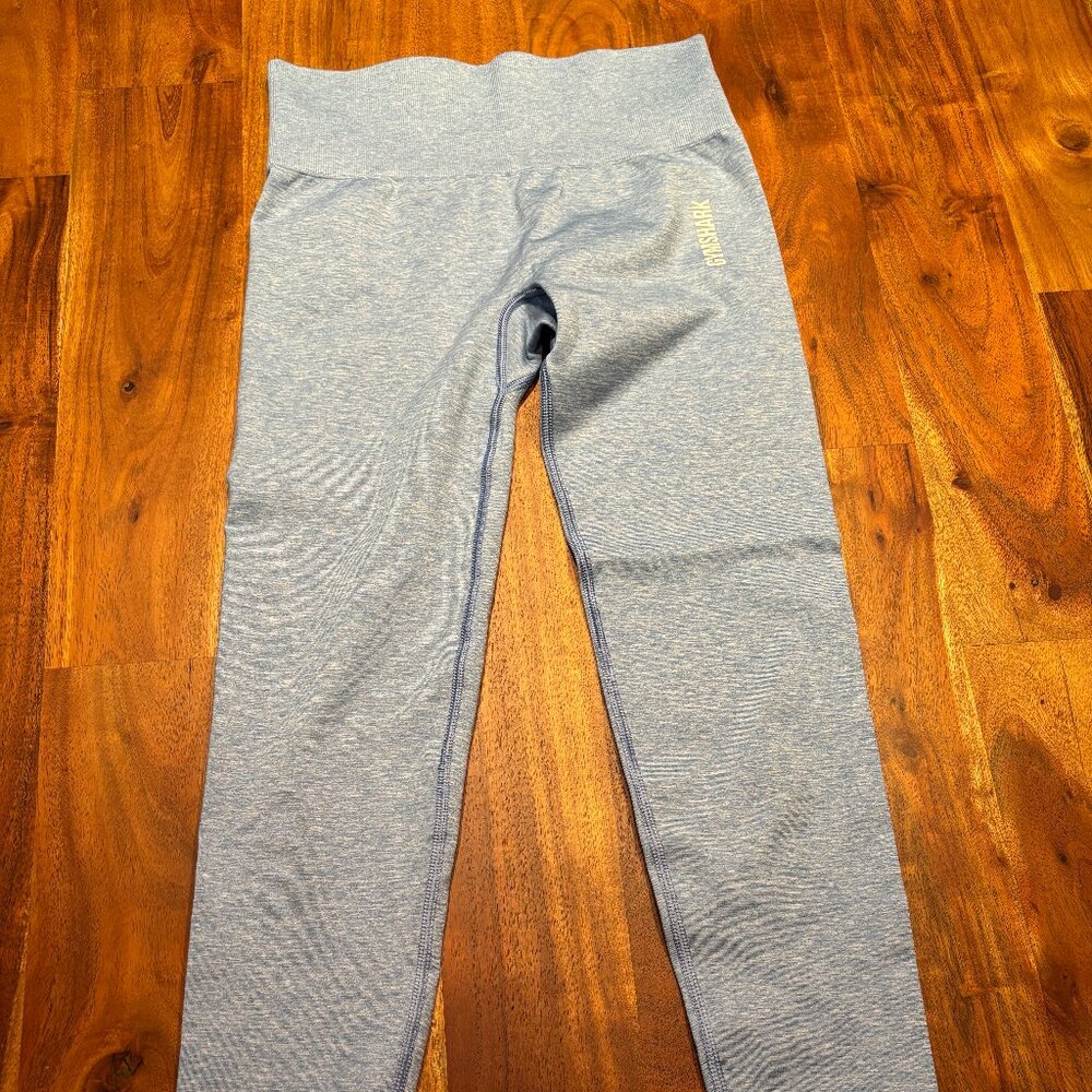 Gymshark Adapt Seamless Leggings High Waisted Light Blue Marl - Size Small